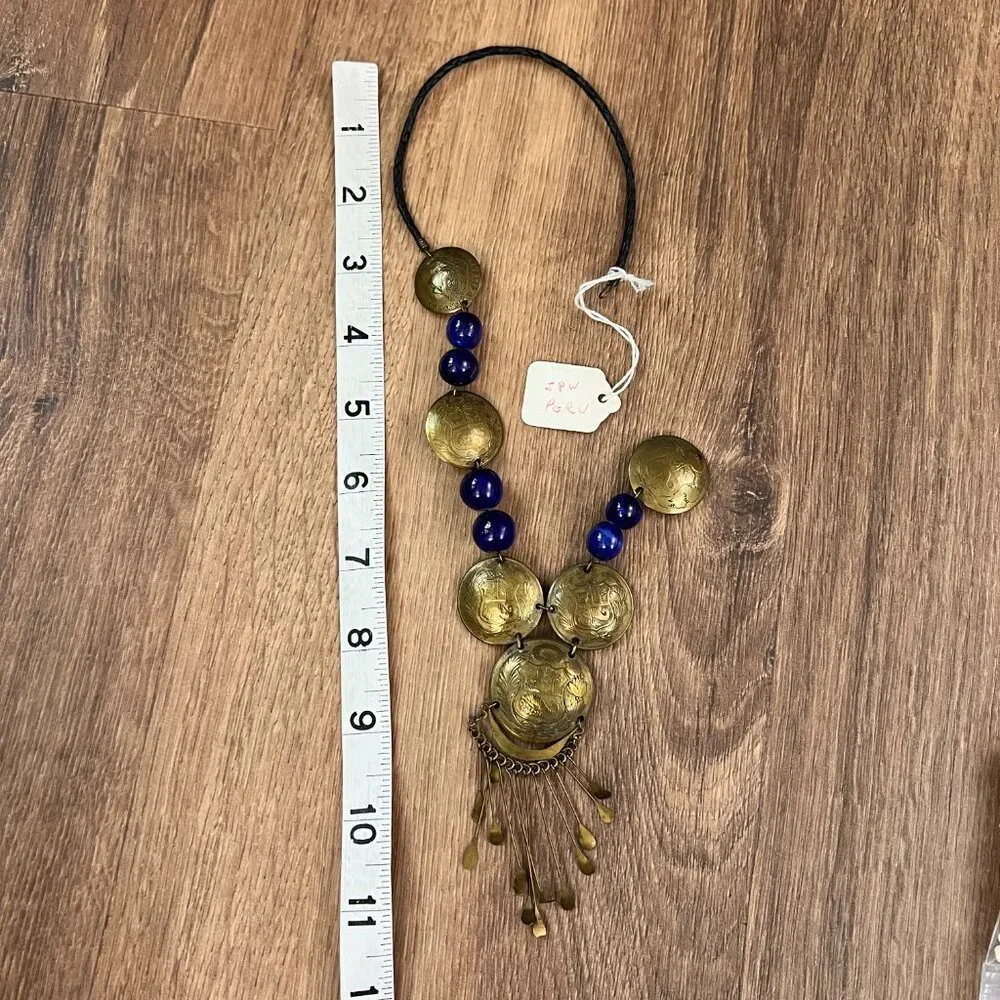 Bead Jewelry Making Craft Lot- Stone, Glass, Metal  Peruvian Necklace